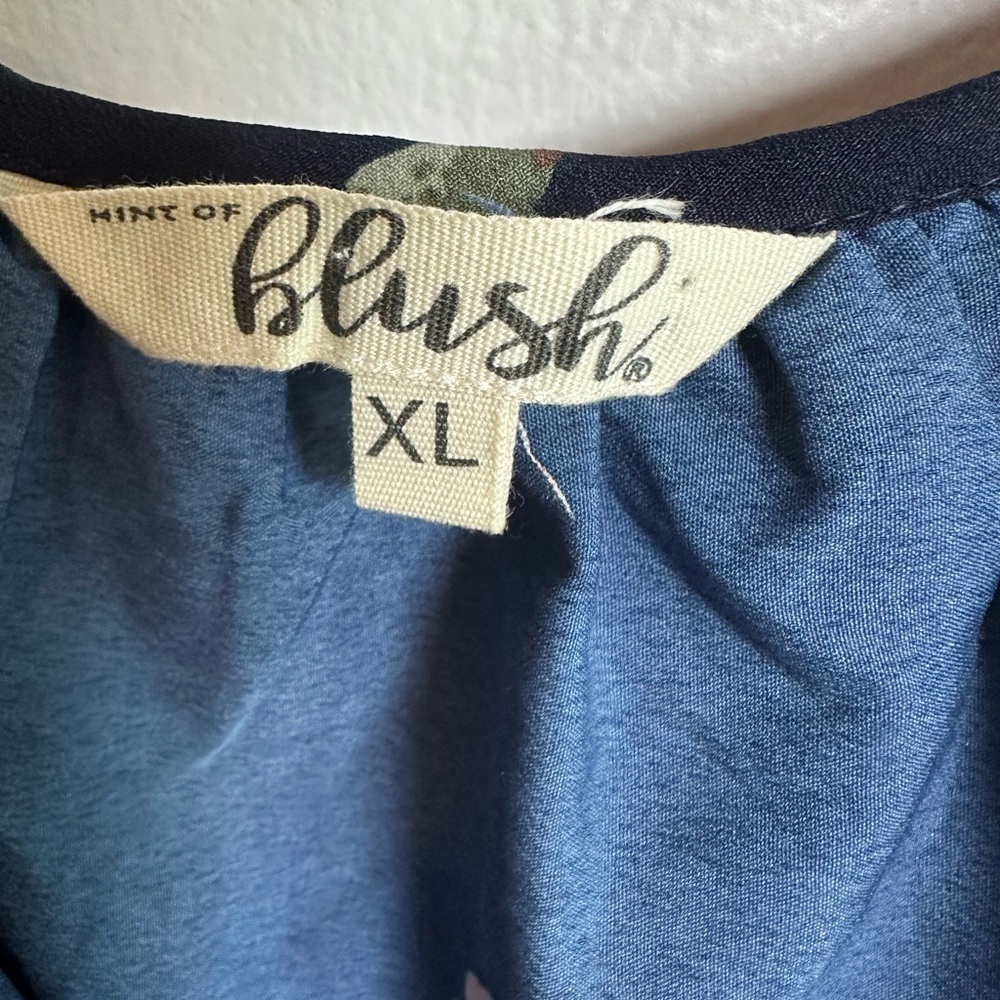 Blush Floral Navy High low Off the shoulder Dress size XL - Picture 3 of 10